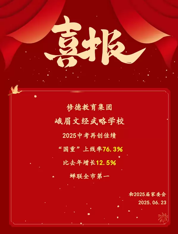 2025年峨眉文经武略学校中考成绩升学率