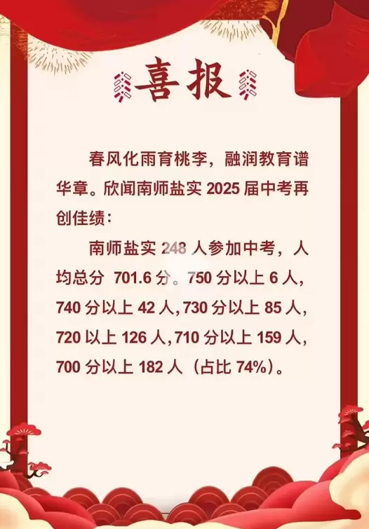 2025年南京师范大学盐城实验学校中考成绩升学率