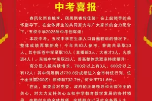 2025年旺苍县五权初级中学中考成绩升学率(中考喜报)