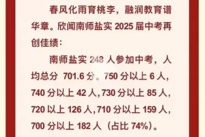 2025年南京师范大学盐城实验学校中考成绩升学率(中考喜报)