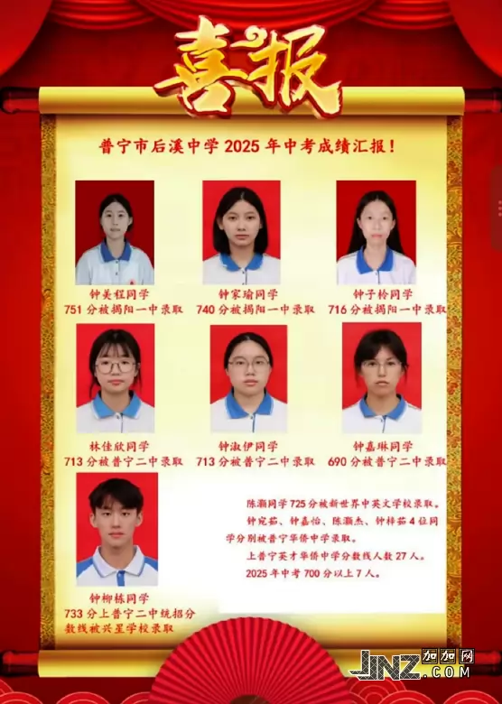 2025年普宁市后溪中学中考成绩升学率(中考喜报)