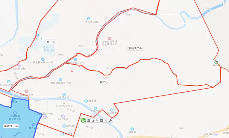 紫金县城第二小学、紫城镇第二小学招生区域