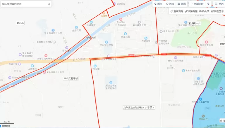 中山实验学校（原紫金县城第四小学）、深圳龙华紫金实验学校小学部招生区域