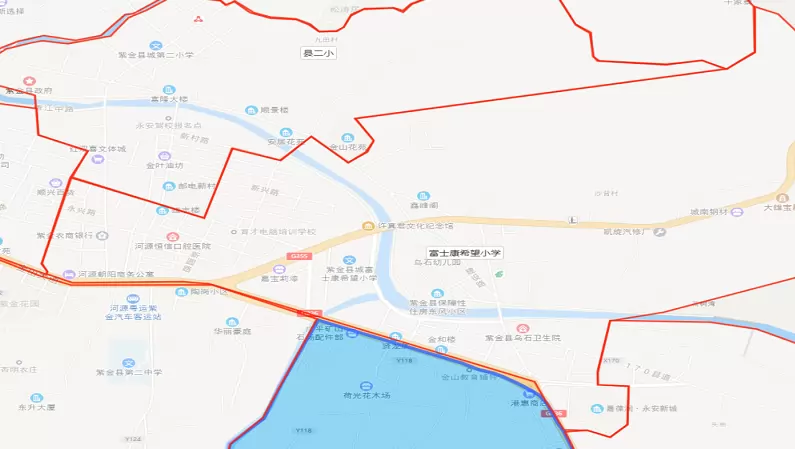 紫金县城第三小学（原富士康希望小学）招生区域