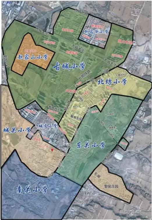 2025年黎城县各小学招生学区划片范围示意图