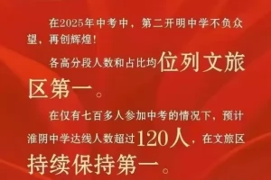 2025年淮安第二开明中学中考成绩升学率(中考喜报)
