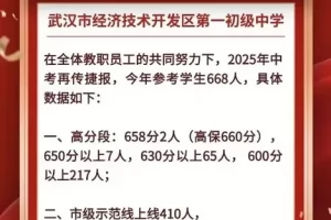 2025年武汉经开区第一初级中学中考成绩升学率(中考喜报)