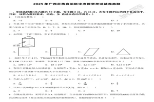 2025年广西壮族自治区中考数学考试试卷真题及参考答案