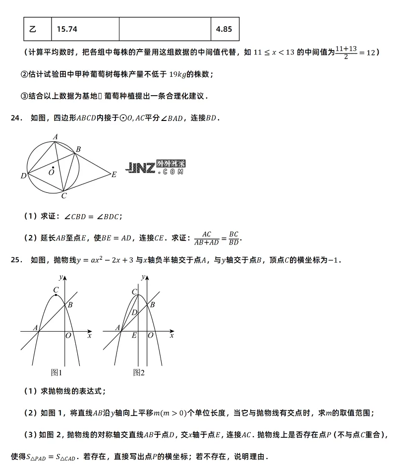 2025年宁夏回族自治区中考数学考试试卷真题8