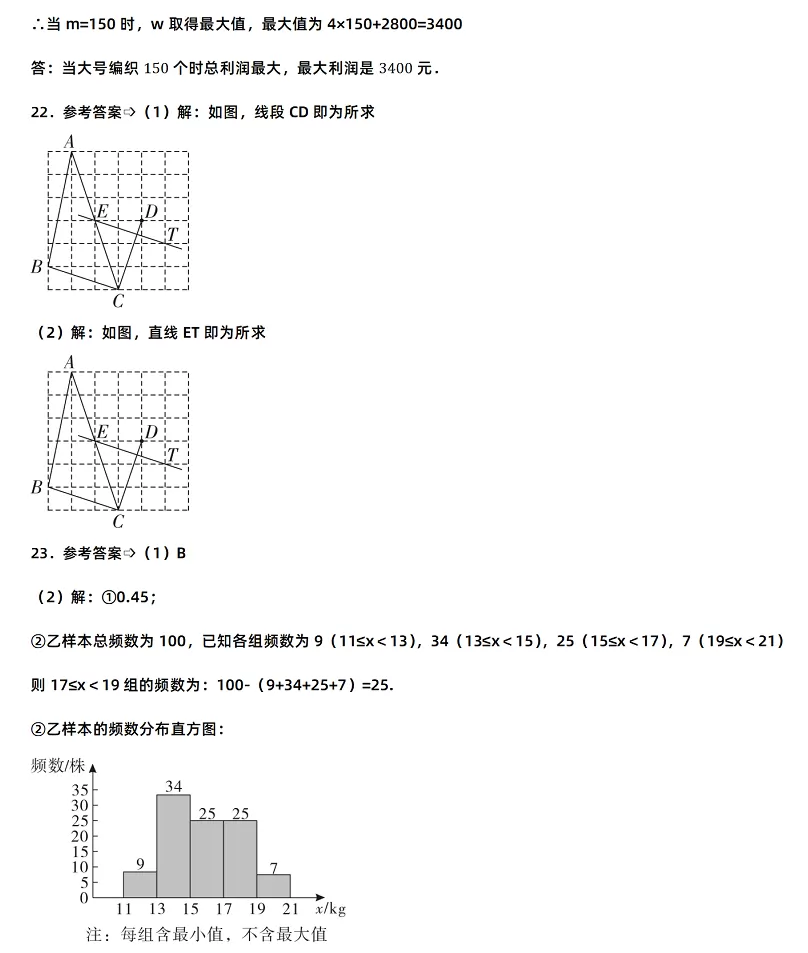 2025年宁夏回族自治区中考数学考试试卷参考答案4