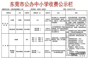 东莞市横沥镇第二小学最新收费标准(伙食费+课后服务费+校服费)