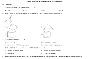 2025年广州市中考数学考试试卷真题及参考答案