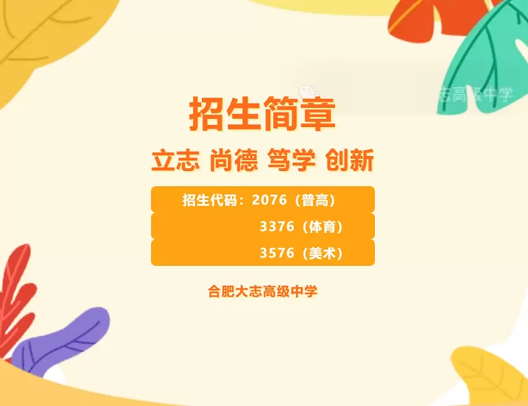 2026年合肥大志高级中学招生简章